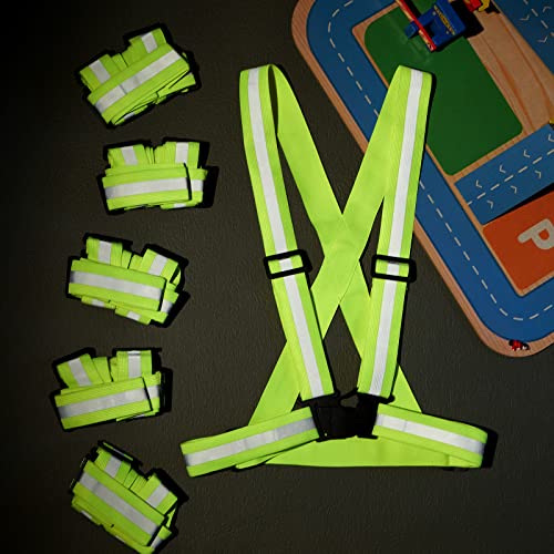 Hercicy 12 Pcs Reflective Safety Vest Hi Vis Adjustable Straps Yellow - color: Yellow