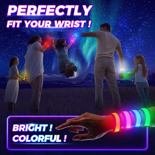 FANL 8/12/24 Pack LED Glow Bracelets, 8 Colors, Light Up Party Favors - color: Multicolor
