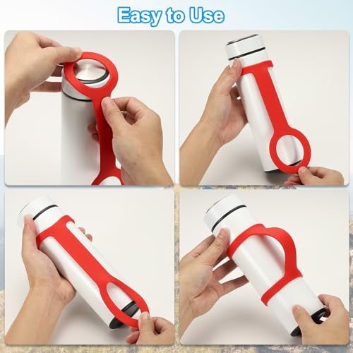 PATIKIL Water Bottle Carrier Grip, Portable Soft Silicone Non-Slip Water Handle Grip Water Bottle Holder Strap - color: Blue