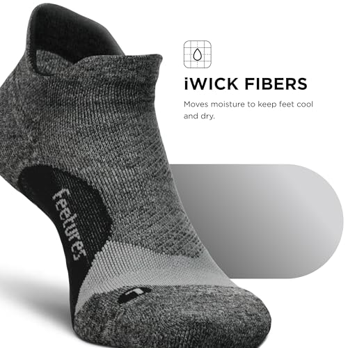 Feetures Elite Light Cushion No Show Tab Sock Wave - color: New Gray (1 Pair), size: Large
