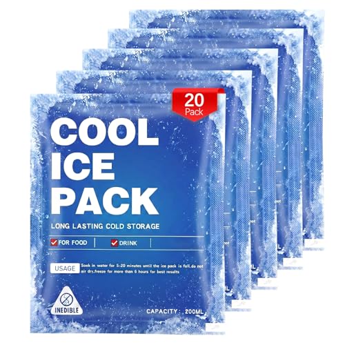 Gerrii 20 Pack Reusable Ice Packs for Lunch Box, 48 Hour Long Lasting