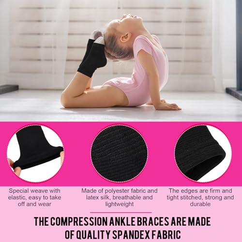 Tarpop 2 Pairs Kids Ankle Brace, Compression Sleeves, M+S, Pink,Black - color: Pink,Black, size: Small,Medium