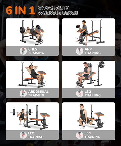 Multi-Function Compact Weight Bench Set Home Gym - color: Orange