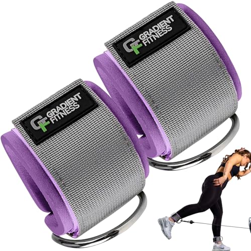 Ankle Straps for Cable Machines, Adjustable, 2 Pack - style: Gray / Purple 1 D-Ring