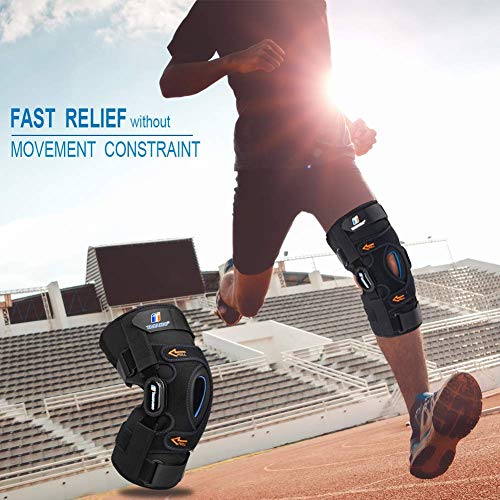 T TIMTAKBO Hinged Knee Brace for women Men with Metal Side Stabilizers(L) - size: L fit Upper 19-23"/Lower 16-20"