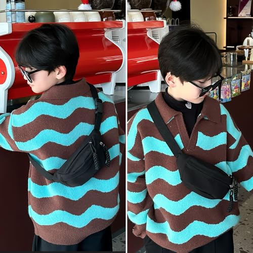 Fanny Pack for Kids, Adjustable Crossbody Waist Bag for Boys Girls, Black - color: Black