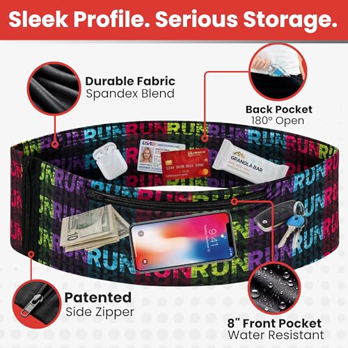 Fusion Belts Running Belt for Women & Men - Patented Side Zipper On Design - color: Run Run, size: Small