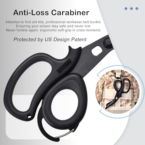 MEUUT Trauma Shears with Carabiner 7.5 Inch 2-Pack Medical Scissors - color: Black/Black+pink/Black