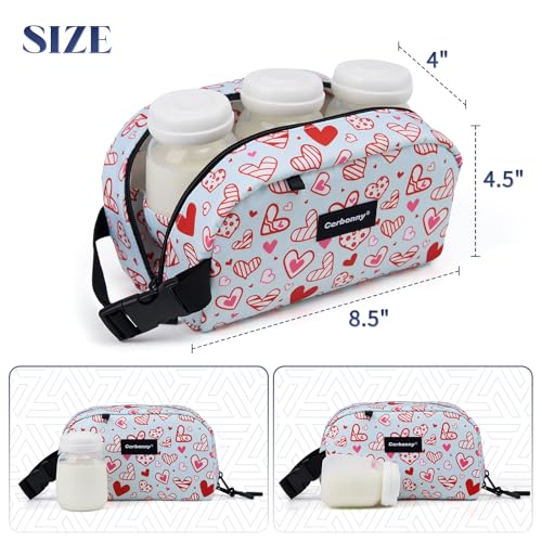 Cerbonny Small Cooler Bag,Freezable Lunch Bag,Built-in ice pack - color: Blue-Heart