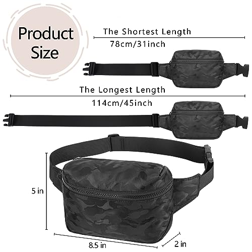 Fanny Pack Waist Belt Bag Fashion Fanny Women and Men Gift Waist Pack With Adjustable Strap For Travel Running 2L Camo Black - color: 2L Camo Black