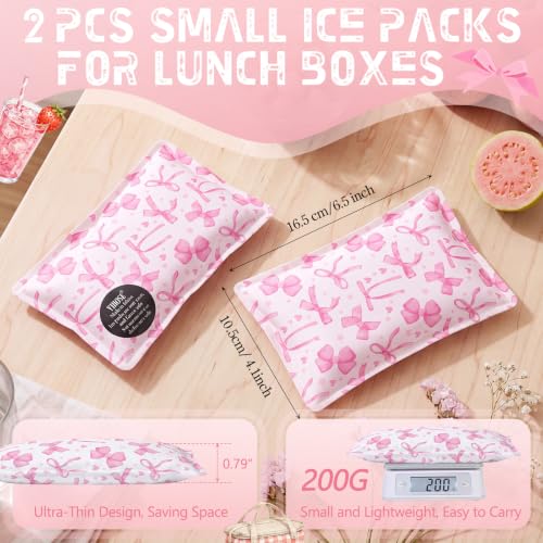 VIHOSE 2 Pcs Ice Packs for Lunch Box Bag - color: Pink, style: Bow