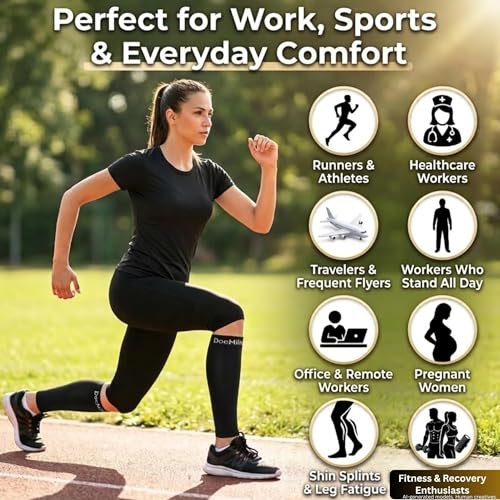 Doc Miller Calf Compression Sleeve for Petite Women & Men, 15-20 mmHg - color: Black, size: 3X-Large