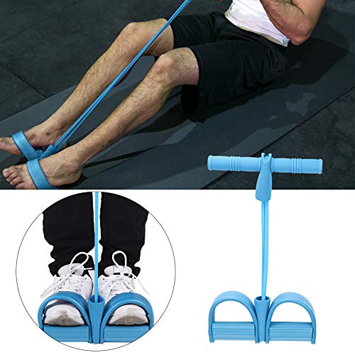 Sit Up Belt Pedal Tensioner, Multifunctional Pull Rope Body Trainer, Elastic Latex Yoga Body Trimmer Shaper, Tension Rope for Sit Up, Yoga Waist Arm Leg Stretch Training(Blue)