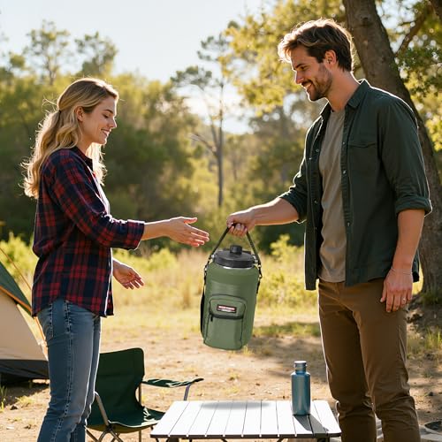NATURE PIONEOR 26-128 oz Insulated Water Bottle Carrier Holder with Strap - color: Green, size: One Gallon