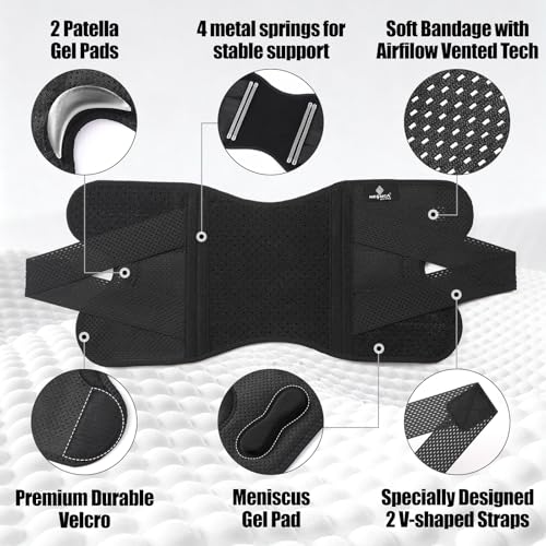 NEENCA Adjustable Knee Brace, Compression Knee Support with Air Mesh Fabric - size: Medium