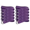 Bulk Yoga Straps, 10 Pack, 6ft, D-Ring Buckle - color: Purple