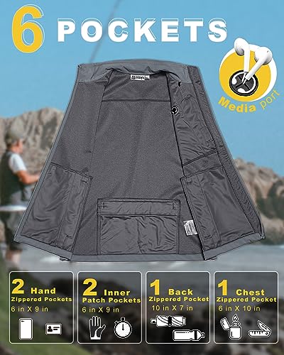 33,000ft Men's Windproof Lightweight Golf Vest Outerwear Sleeveless Jacket - color: Light Grey, size: Small