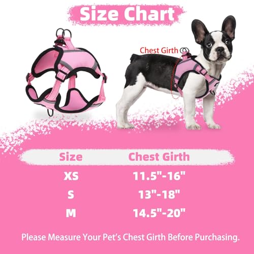 PUPTECK Dog Harness Small Sized Dog, Step in Adjustable Reflective Dog Vest Harness Escape Proof, No Pull Soft Padded Harness Easy Control, Pink, XS - color: Pink, size: XS (CHEST: 11.5"-16")