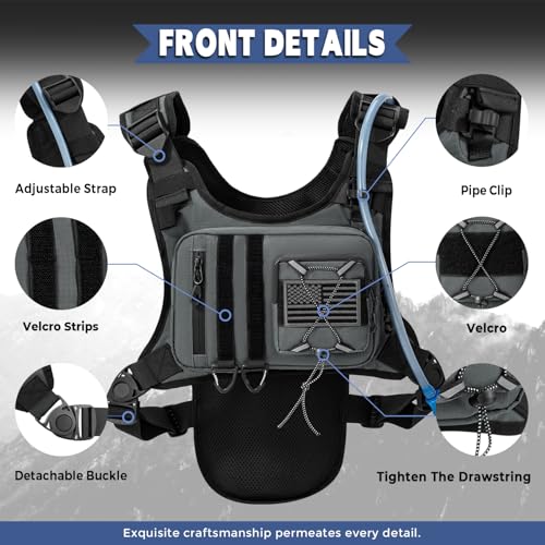 Outdoor Hydration Vest for Running & Hiking, Lightweight Breathable Water Backpack with 2.0L Bladder, Bounce-Free Chest Pack for Marathon, Cycling, Trekking for Men and Women - color: Grey