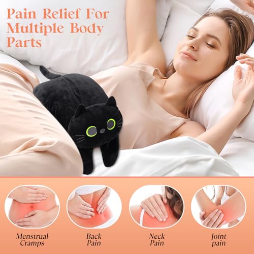 Microwave Heating Pad for Pain Relief, 19" x 9" Microwavable Heat Pads, Period Menstrual Heating Pads for Neck Shoulder, Back Pain, Muscles, Joints, Natural Heat Pack Moist Heat, Large Black Cat - size: Large Black Cat-2