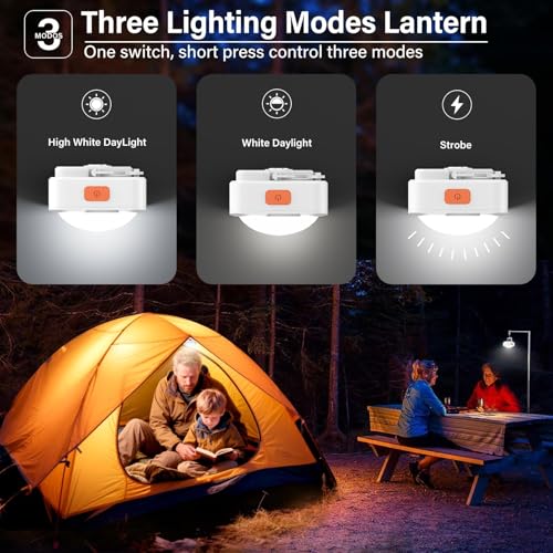 FLY2SKY 3 Pack LED Rechargeable Camping Lights Tent Lantern Mini Emergency - style: 3 Pcs White