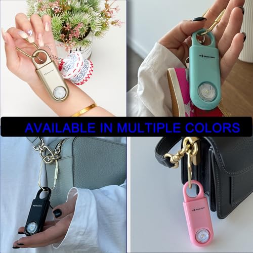 130db Personal Safety Alarm with Ultra Bright Strobe Light. Aqua - color: Aqua, style: Button cell