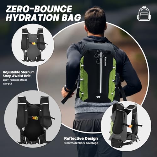 Hydration Backpack - Lightweight Water Backpack with 2L Water Bladder, Small Hiking Backpack for Running Cycling Camping Rave for Men Women - color: Green1