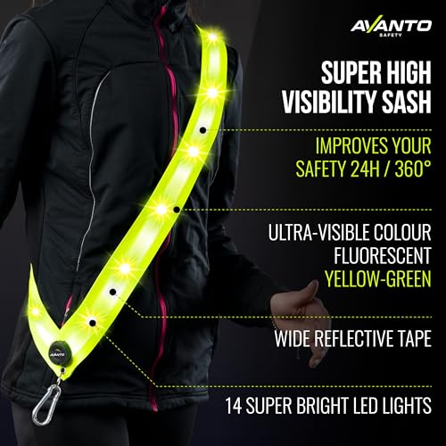 AVANTO LED Reflective Sash,Original, Running Lights for Runners,USB Rechargeable