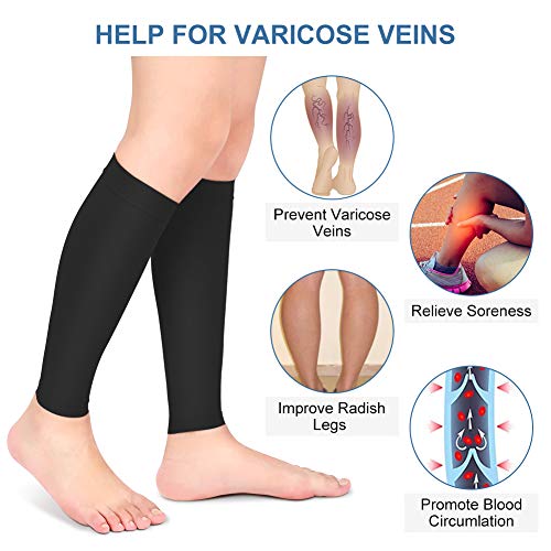Compression Socks, 20-30mmHg Calf Compression Sleeves, Footless Compressed Socks for Varicose Veins, Shin Splints, Edema Recovery Maternity, Cycling Running Travel, Women & Men - color: Black, size: L
