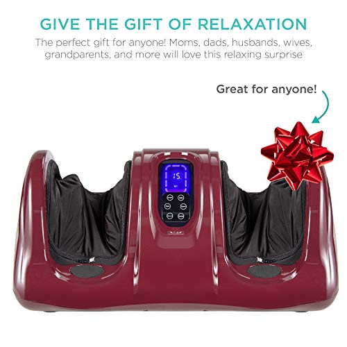 Best Choice Products Shiatsu Foot Massager for Pain Relief, Plantar Fasciitis, Neuropathy, Blood Circulation, Remote Control w/Compact Design - Burgundy - color: Burgundy