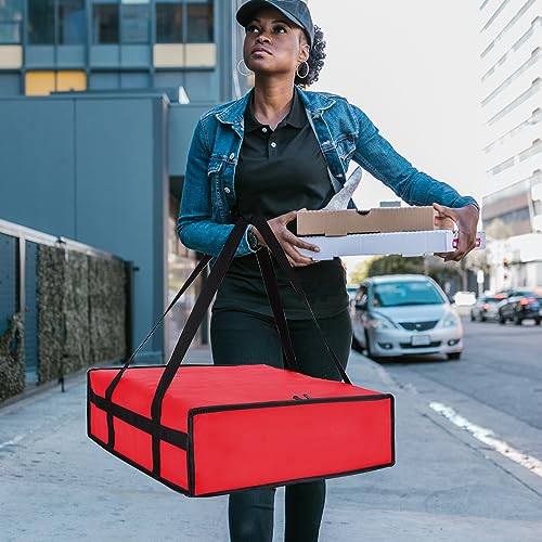 Insulated Pizza Delivery Bag for Carry Hot, 20" x 20" x 6", Red, 1Pk - color: Red, size: 20 x 20 x 6 inches