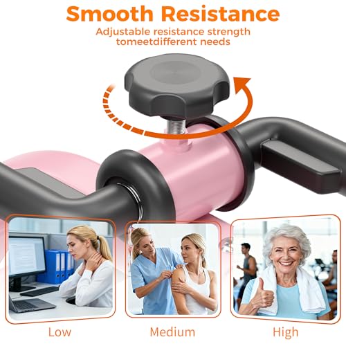 RYGEO Pedal Exerciser Mini Exercise Bike for Leg and Arm Recovery Exercise Lightweight and Portable Floor Bike - color: Pink