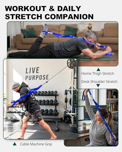 Trideer Stretching Strap with Loops, Yoga Strap, Stretch Bands for Exercise - color: Royal Blue/75"x1"
