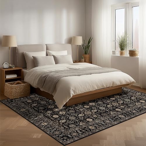 Ruaruarug Washable Area Rug 4×6 for Living Room, Ultra Soft, Black Gold - color: Black Gold, size: 4' x 6' (Rectangular)