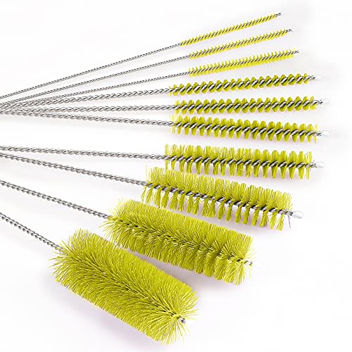 CiaraQ Bottle Cleaning Brushes, 8 Inch Nylon Tube Brush Set - color: Yellow, size: 8.0 Inch (10pcs)