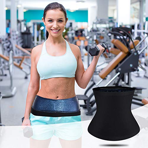 Geyoga Sweat Waist Trainer Stomach Wrap for Women - color: Blue Inner, size: Medium