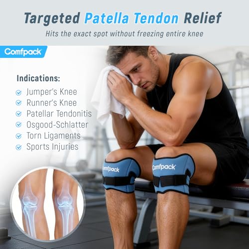 Comfpack Knee Ice Pack for Patella Tendon Relief, Hot Cold Therapy, 2 Pack