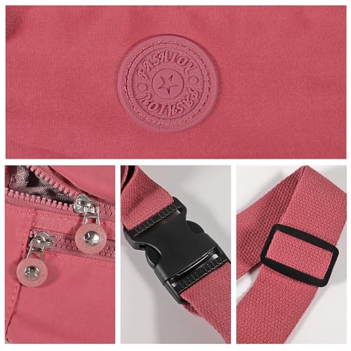 Large Crossbody Fanny Pack with 3-Zipper Pockets,Gifts for Enjoy Sports Festival Workout Traveling Running Casual Hands-Free Wallets Waist Pack Phone Bag Fits All Phones (Pink) - color: Pink