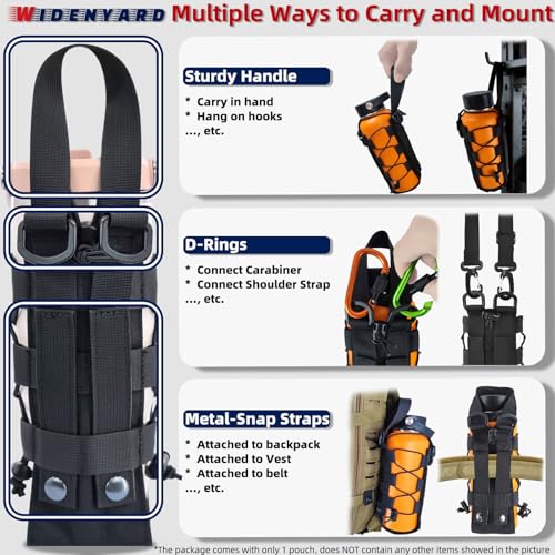 Molle Water Bottle Holder Pouch, 16-77oz Adjustable Capacity - color: Black, size: Basic