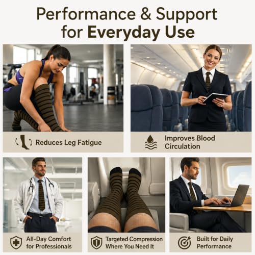 Diamond Star 6 Pairs Compression Socks for Men & Women, Knee High Socks - color: 6 Pairs (Coffee/Black)
