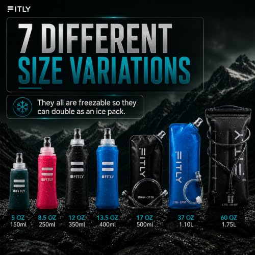 FITLY Soft Flask Running Water Bottle - Collapsible Hydration Flask - color: Petrol Blue, size: 5 Ounces