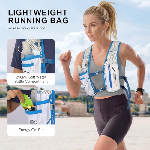 INOXTO Running Hydration Vest Backpack,Lightweight Insulated Pack with 1.5L Water Bladder Bag Daypack for Hiking Trail Running Cycling Race Marathon for Women Men - color: White stripes