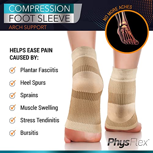 Ankle Brace Socks - Ankle Compression Sleeve - Foot Brace for Women & Men - color: Beige, size: Medium