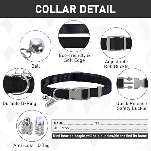 GAMUDA Small Dog Harness Collar and Leash Set, Step in No Chock No Pull Linen Fabric Soft Mesh Dog Vest Harnesses Reflective for Dogs Puppy Cats Kitten Rabbit (Black, M) - color: Black, size: Medium