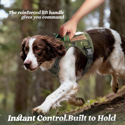 rabbitgoo Tactical Dog Harness Medium Sized, No Pull Service Pet Vest - color: Green Camo, size: M(chest:20.1"-33.9",neck:17.7"-22.3",back:7.5")