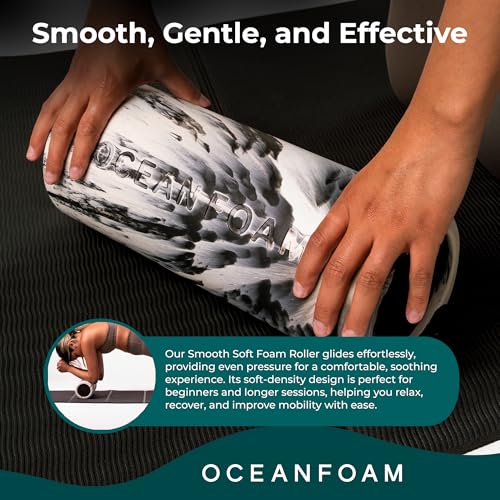 Oceanfoam Tsunami Roller - XLarge Soft Density Foam Roller (Black Marbled)
