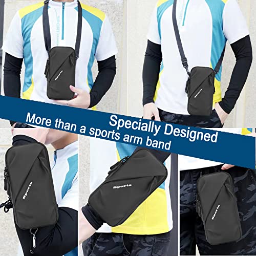 Phone Holder Arm Bands, Small Crossbody Shoulder Holsters Bag with Arm Band, Fits iPhone and All Cell Phones, Use for Running, Walking, Hiking & Biking (Plus Size,Black) - color: Black