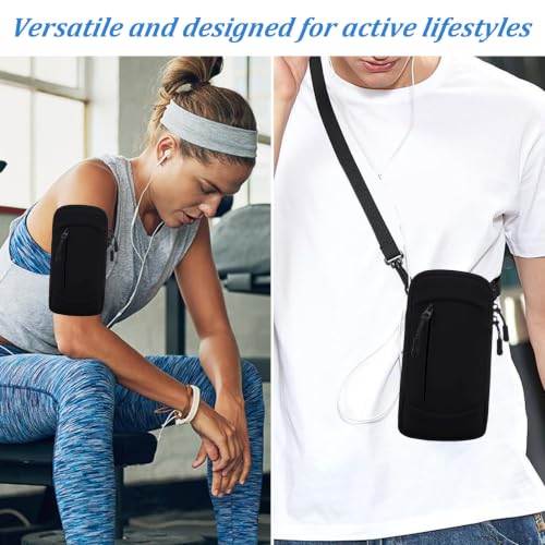 Cell Phone Holder with Arm Band, 2-in-1 Crossbody Bag for Running Walking - color: Purple