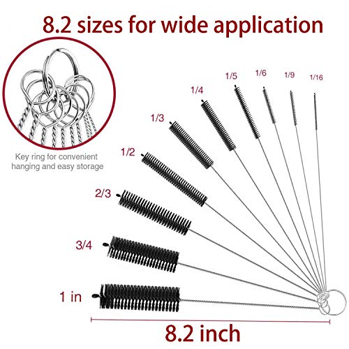 Long Straw Brush, Nylon Pipe Tube Cleaner 8.2-ihch 10 Different Diameters Set of 10 (Pack of 4) - size: 10 piece set (Pack of 4)