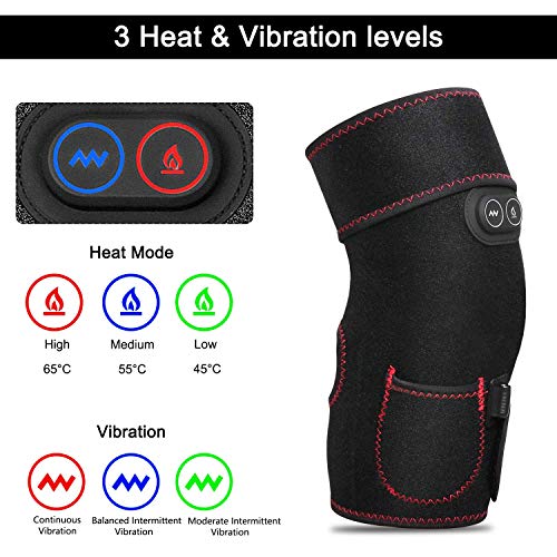 Knee Heating Pad, 3 Adjustable Heat & Vibration Knee Massager (No Battery)